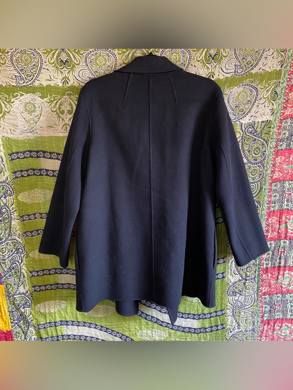Theory Black Clairene in Double-Face Wool/ Cashmere Coat Large Quiet Luxury - Picture 11 of 16